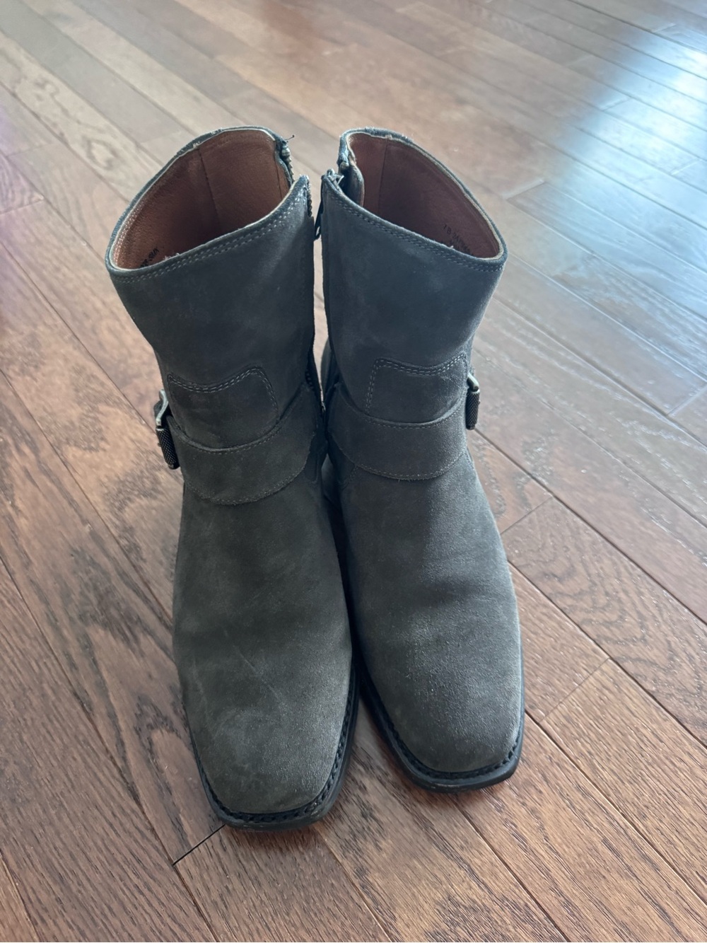 Frye Men's Gray Suede Short Engineer Boots